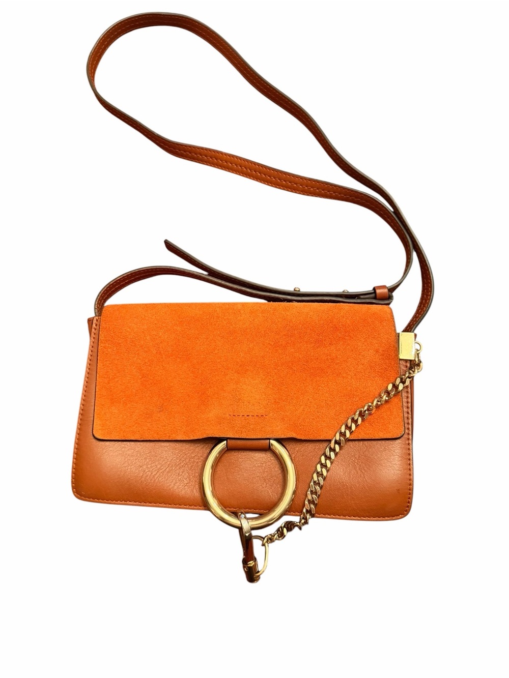 Chloe Suede & Leather Crossbody Bag in Orange-Brown - Picture 8 of 8